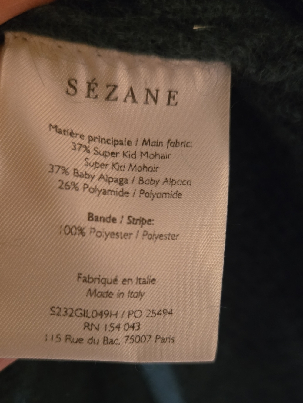 Sezane Dark Green V-Neck Button Cardigan Enamel Buttons NWT L - Picture 4 of 4